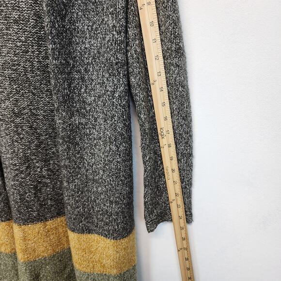 Hem & Thread Long Cardigan Size M Hooded Gray Stripe Open Front Soft Boho - Picture 13 of 14